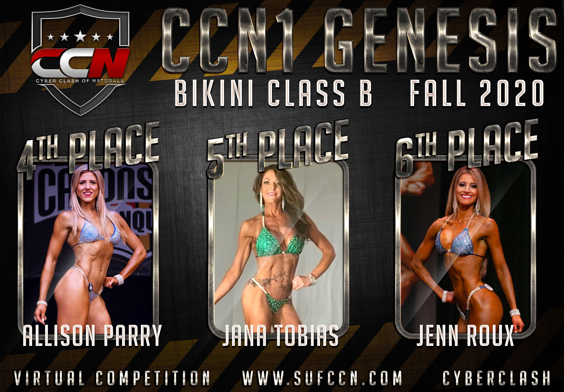CCN Virtual Natural Bodybuilding Contest Results Genesis 4th Place Bikini Class B